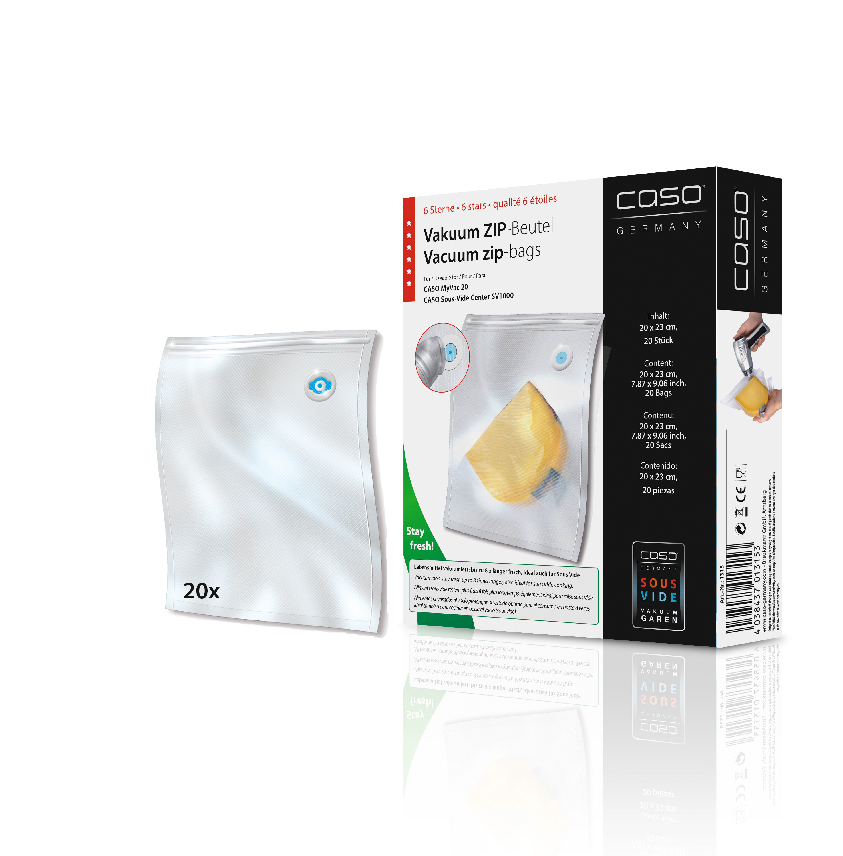 Caso ZIP poser 20x23 cm 20 stk m/QR- labels 150 my